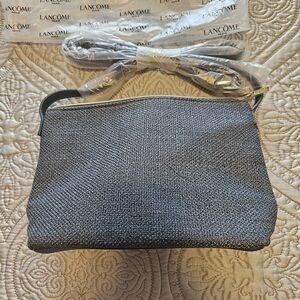 NWOT Gray Bag with Textured Fabric and Long Strap